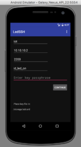A view of the main screen of the LED SSH app.
